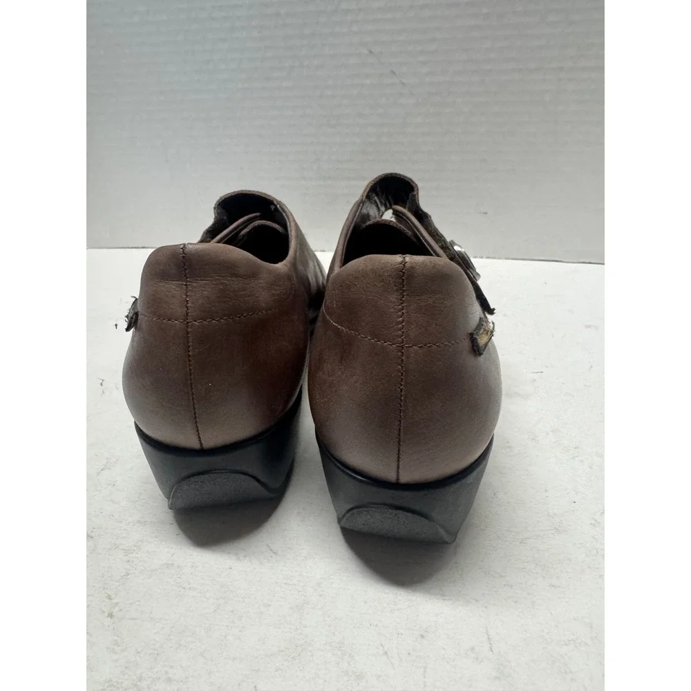 Mephisto Air-Jet Brown Leather Wedge Loafers Shoes Womens 5.5 22750 305 228